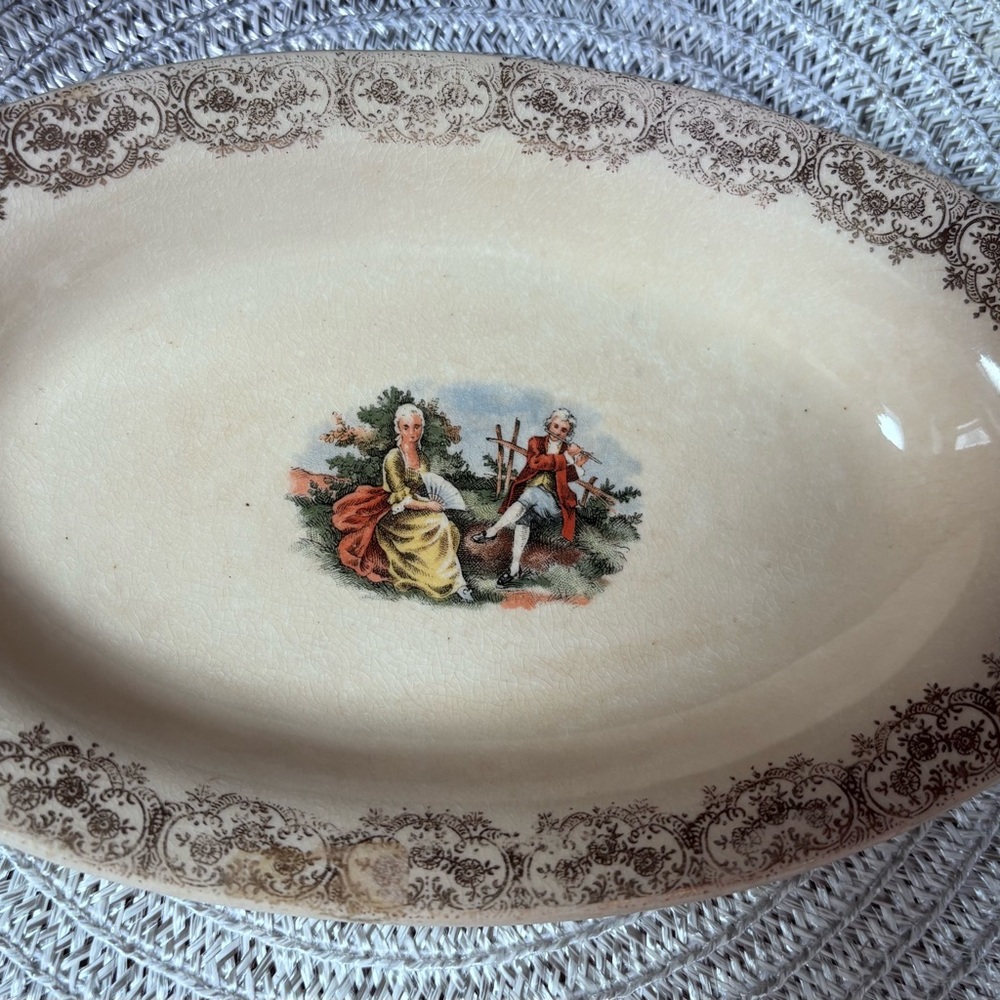 American Limoges Triumph China d'Or oval serving platter with a 22K gold trim